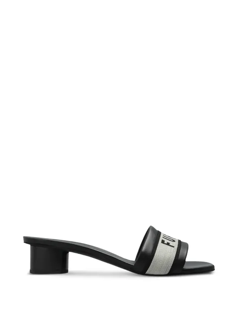 logo-print leather sandals