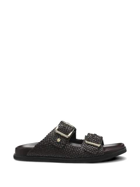 buckle woven leather sandals