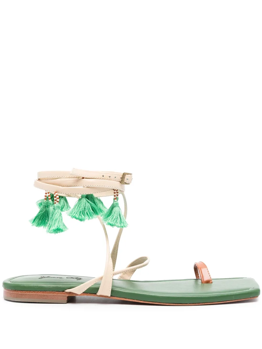 Conversando Con El Viento leather flat sandals 1