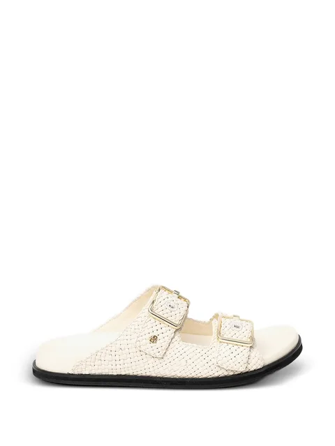 woven buckle-fastening sandals