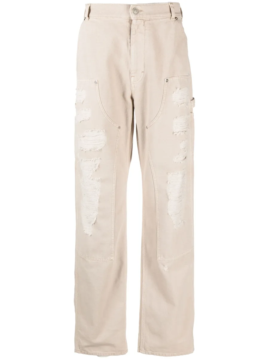 Destroyed canvas ripped carpenter trousers 2