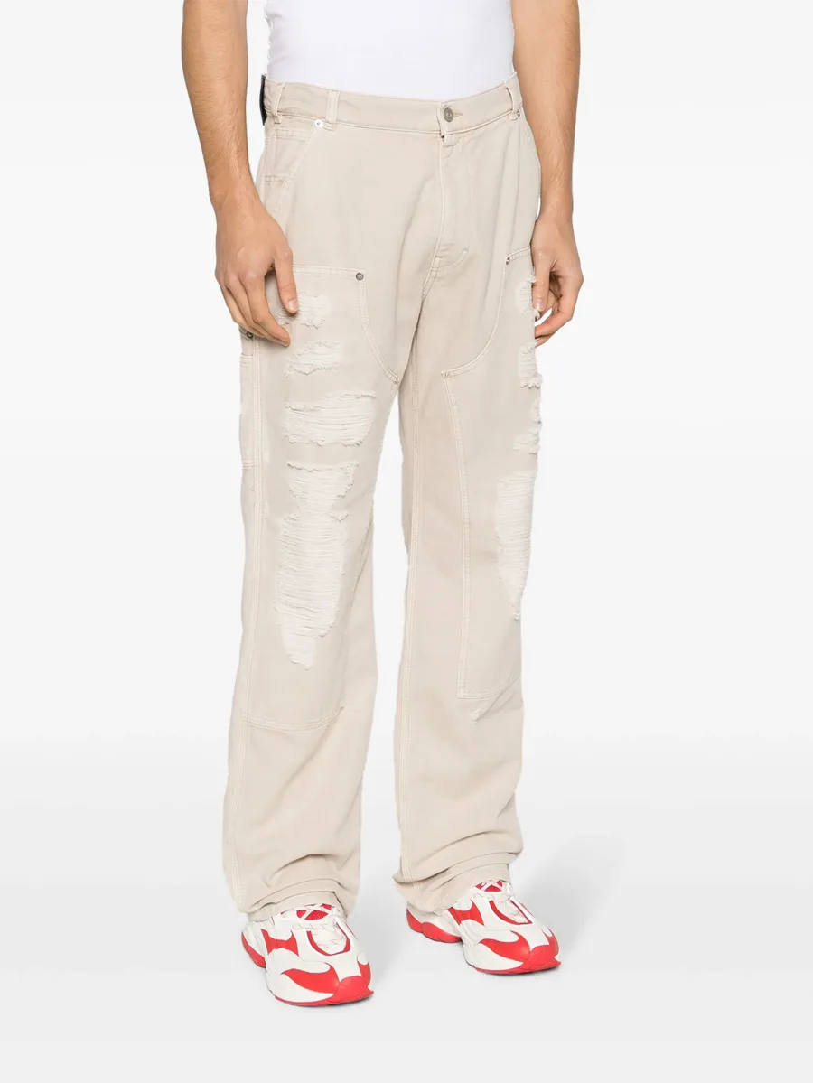Destroyed canvas ripped carpenter trousers 8