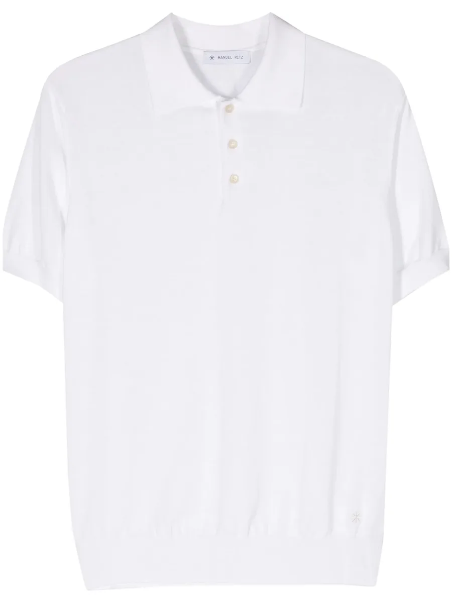 logo-embroidered fine-knit polo shirt 2
