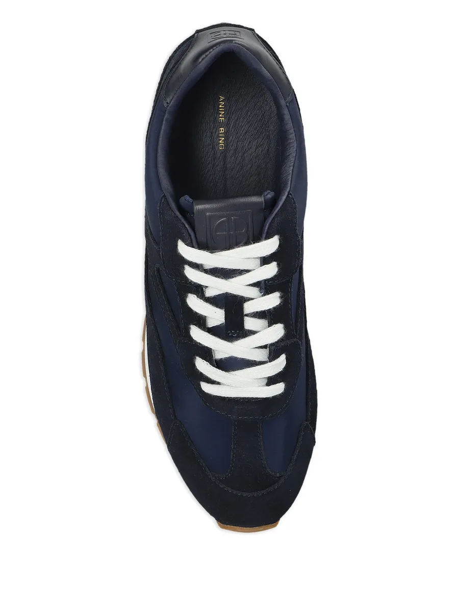 lace-up panelled suede sneakers 7