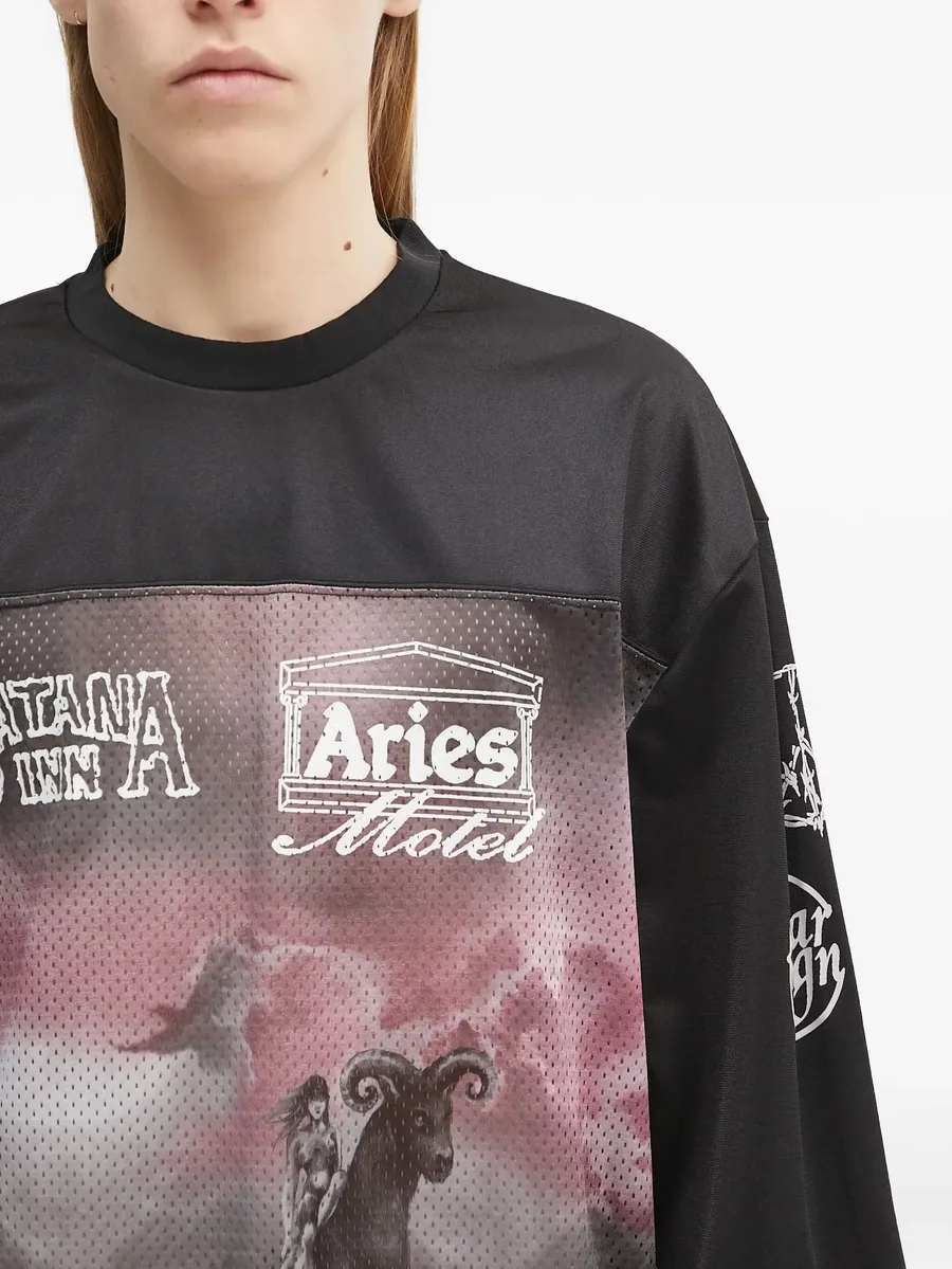 mesh-panel graphic long-sleeve T-shirt 10