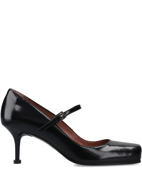 square toe strap pumps