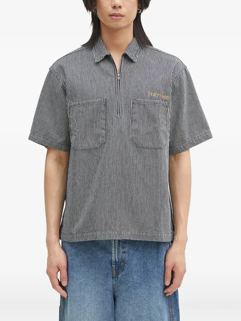 striped zip-neck polo shirt