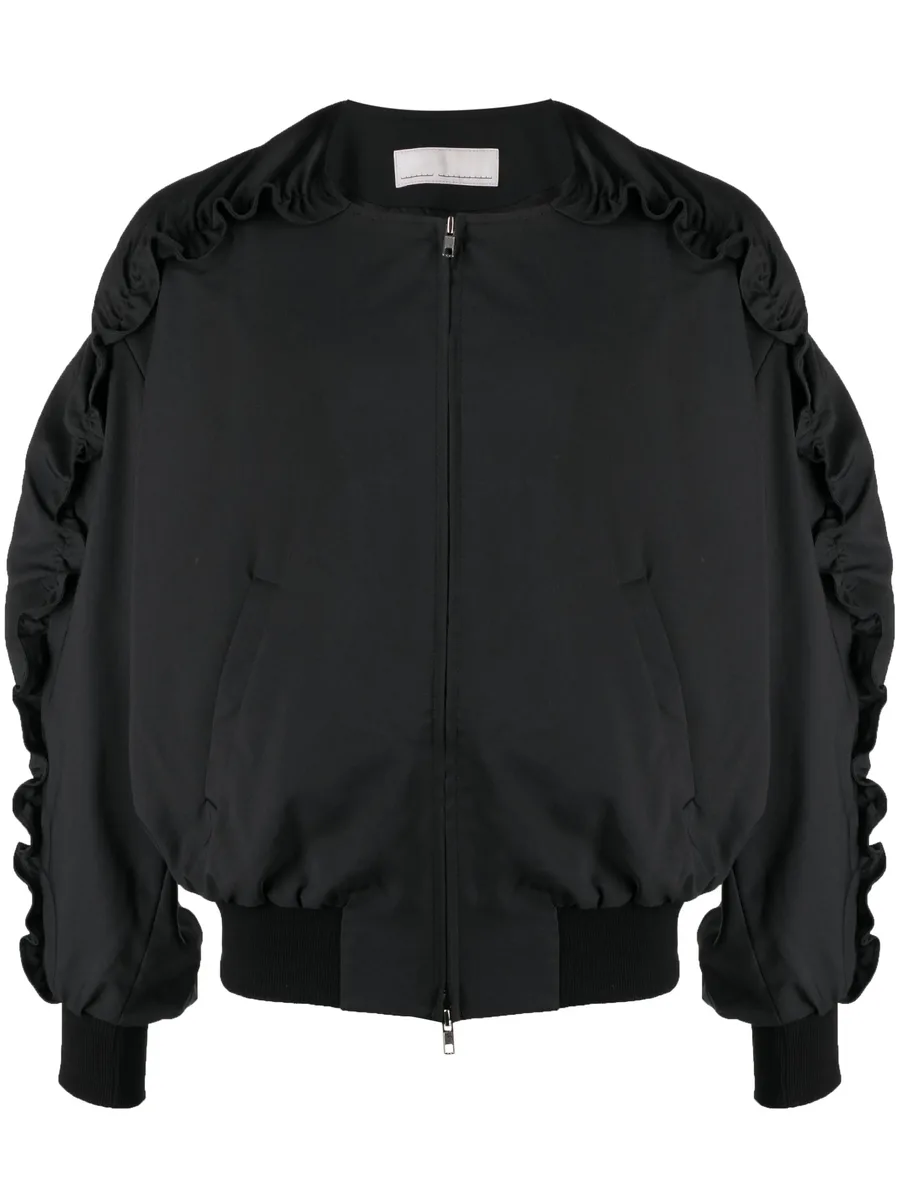 ruched zip-up bomber jacket 2