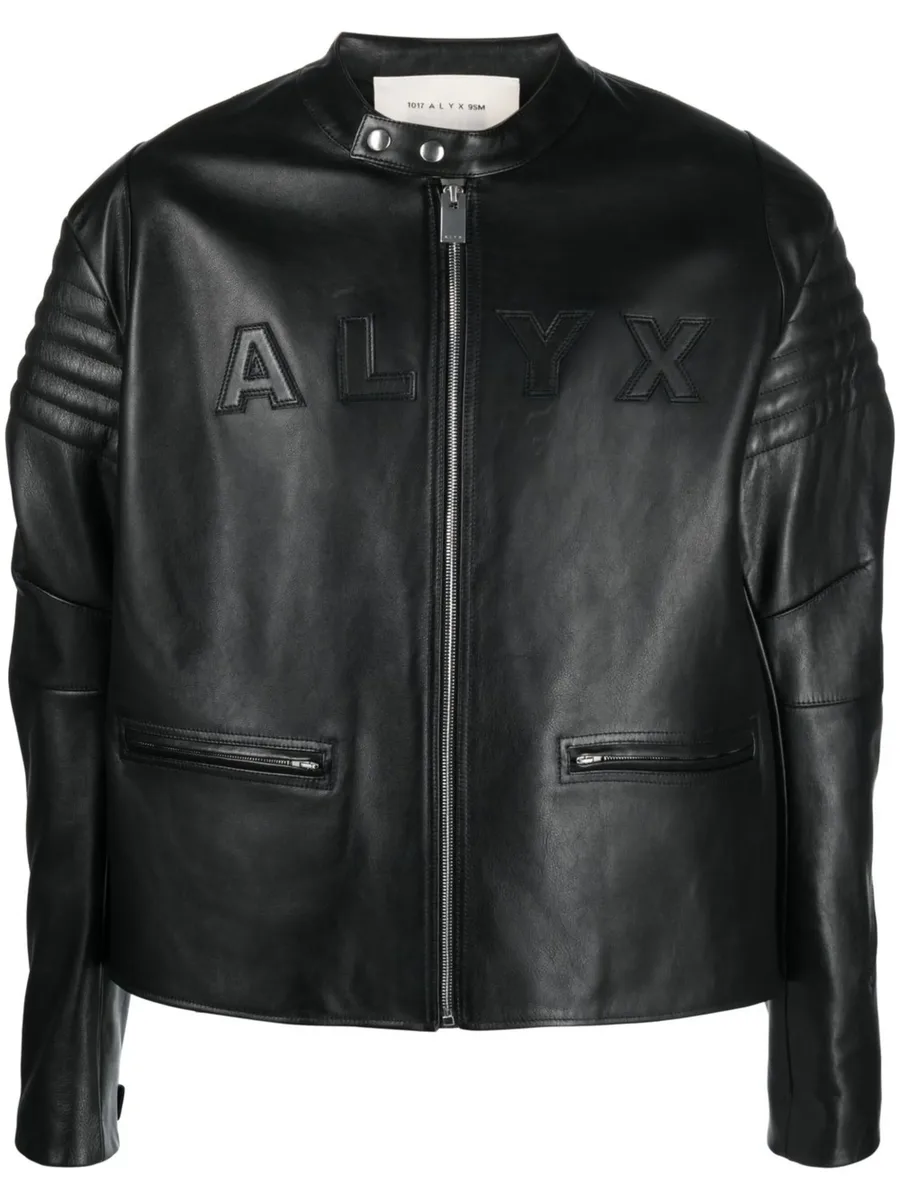 logo-embossed leather jacket 2