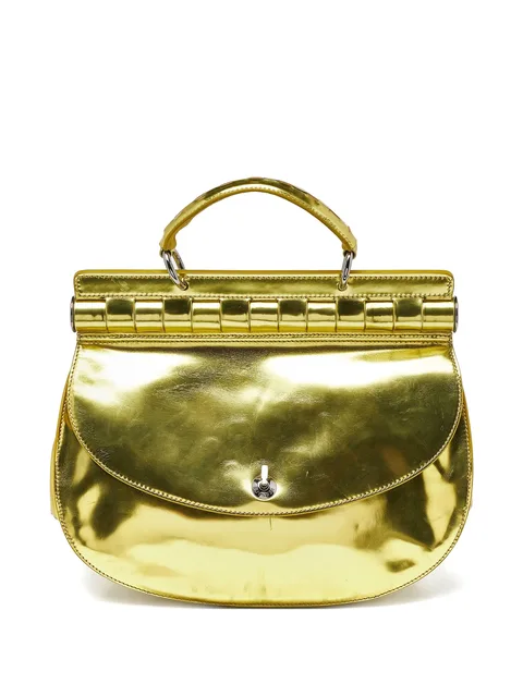 patent-leather top-handle tote bag
