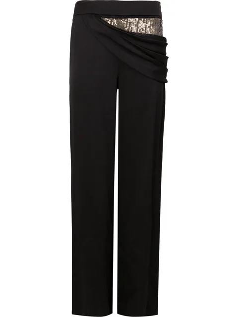 sequin side drape trousers