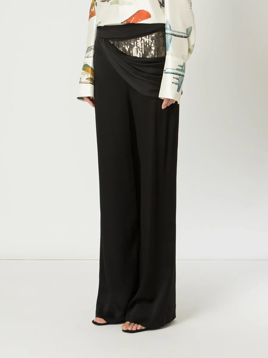 sequin side drape trousers 6