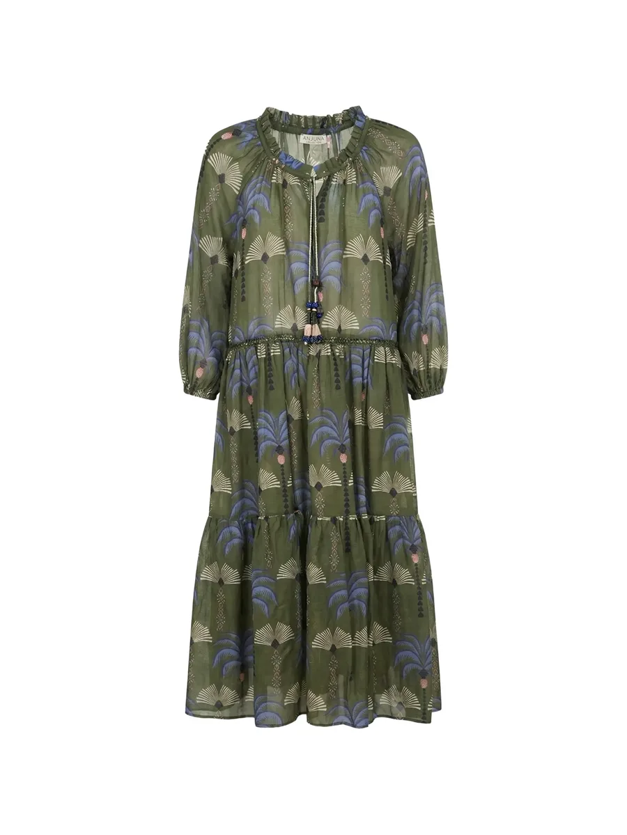 Caterina palm-print tiered dress 2