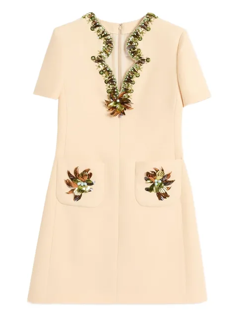 платье мини Crepe Couture с вышивкой