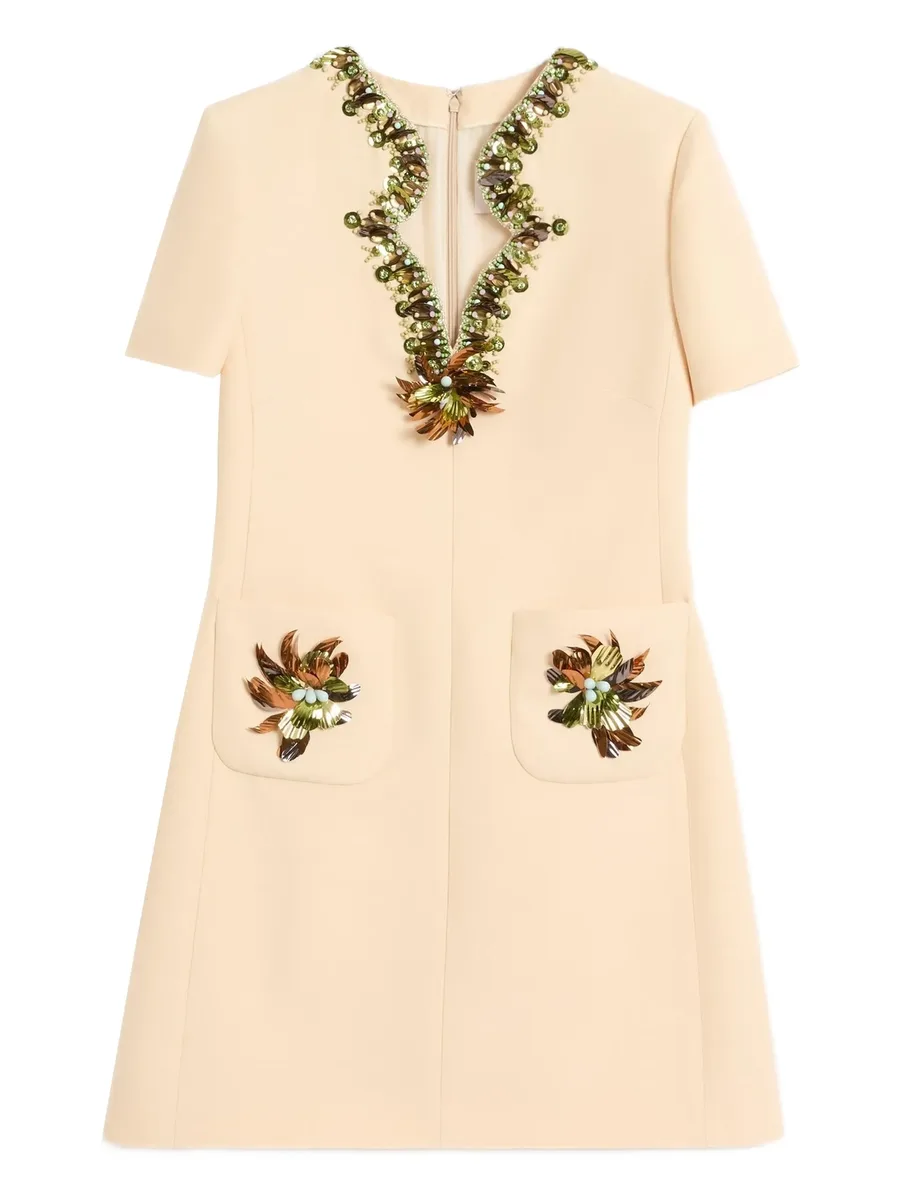 платье мини Crepe Couture с вышивкой 2