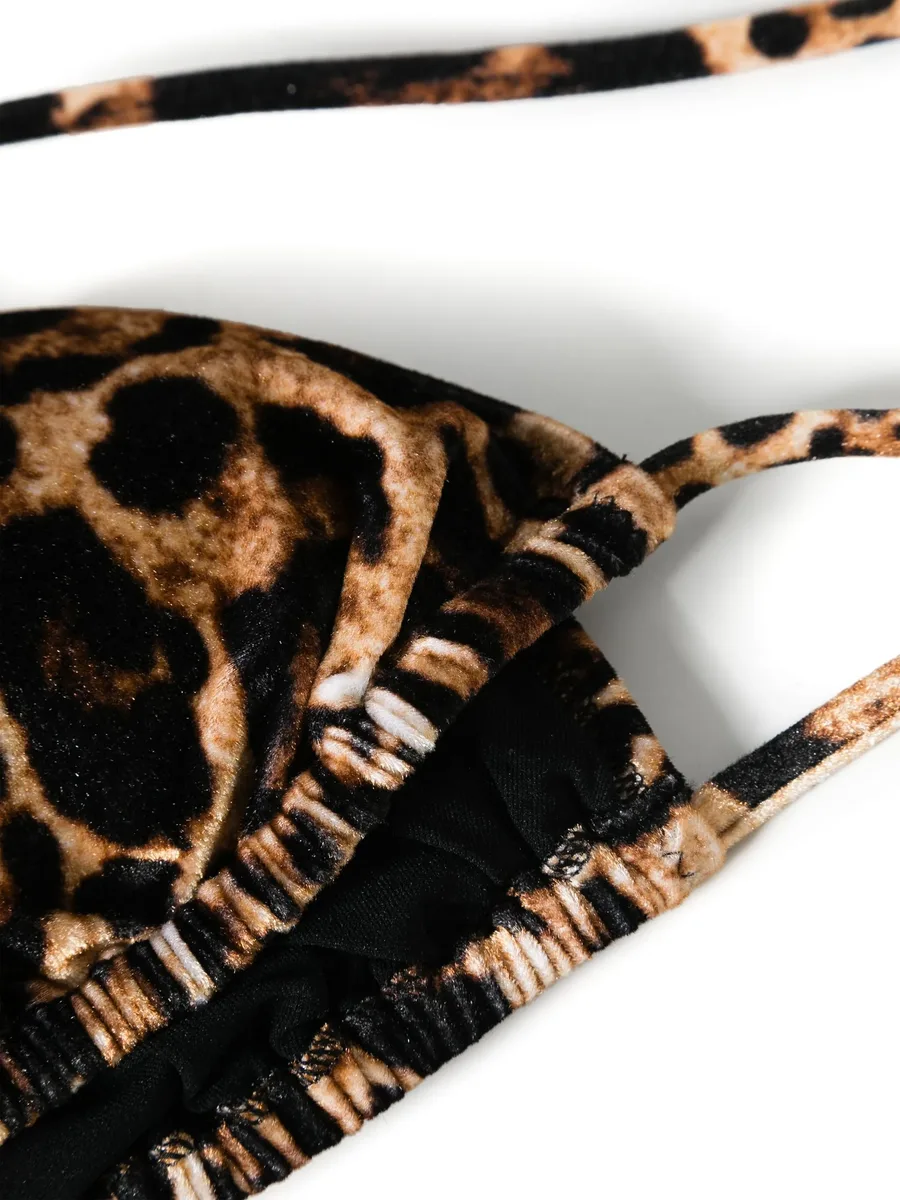 leopard-print velour bikini top 6