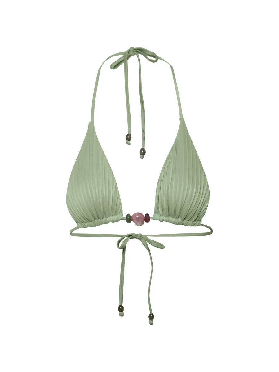 Kaia self-tie stone-embellished bikini top 1