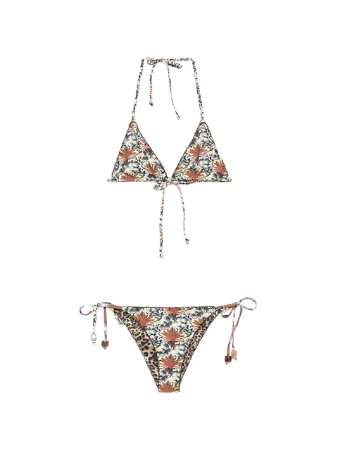 Melissa reversible printed crochet-trim bikini