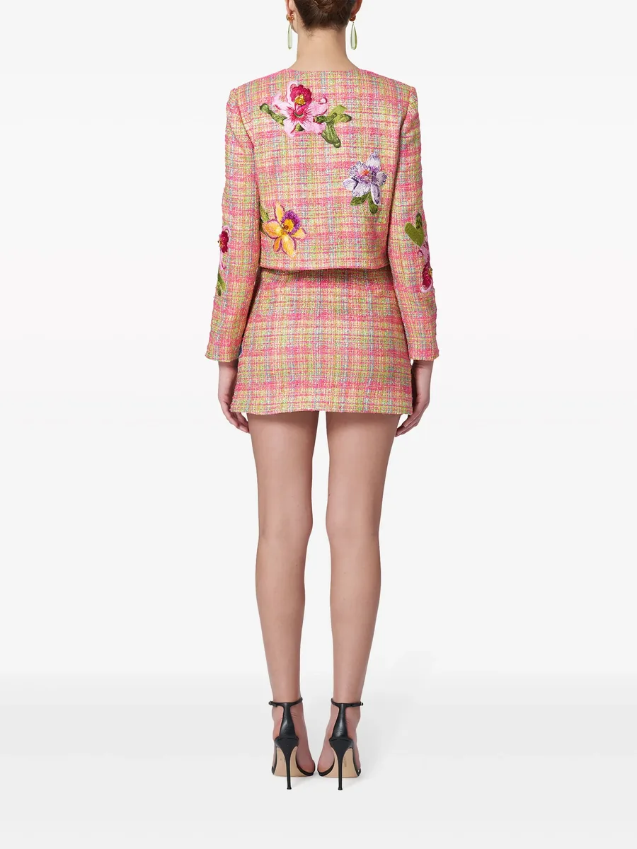floral-embroidered tweed miniskirt 6