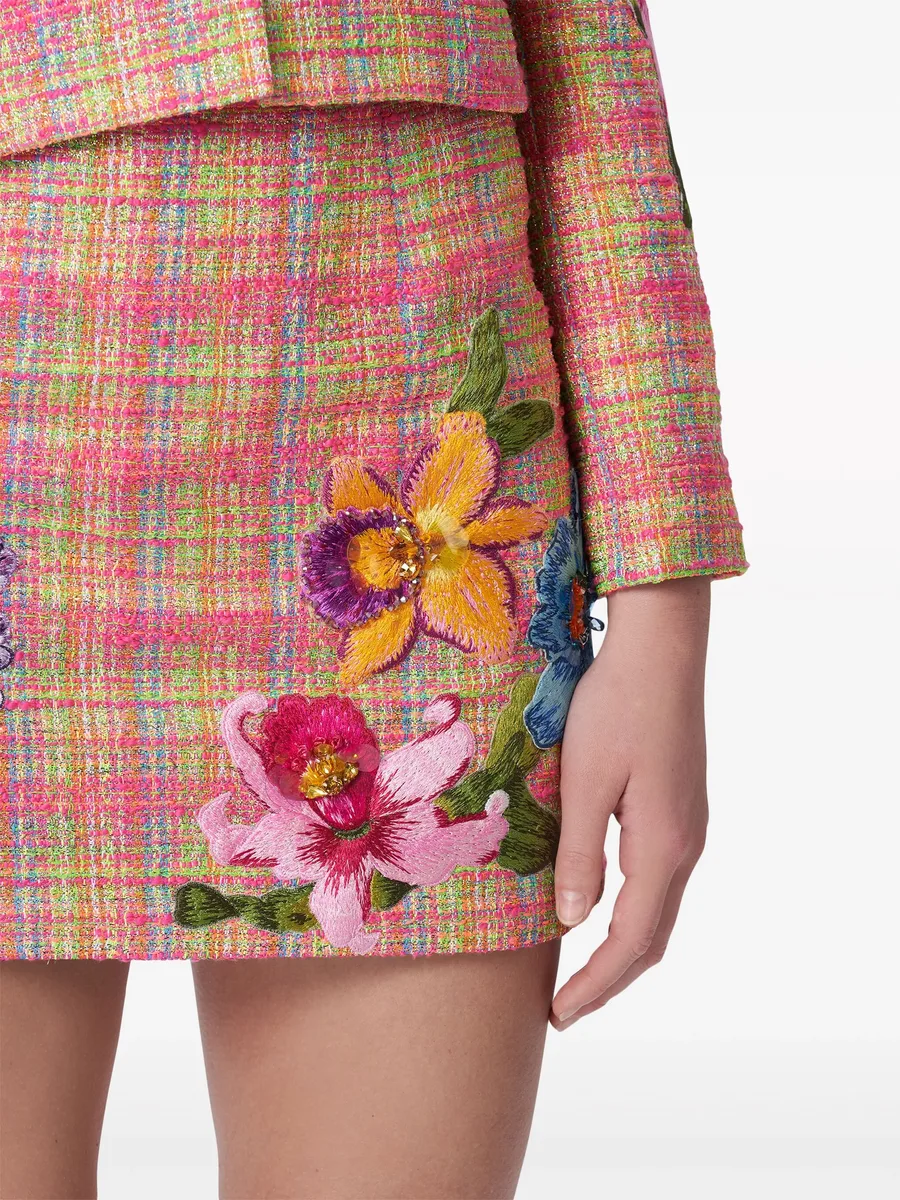 floral-embroidered tweed miniskirt 7