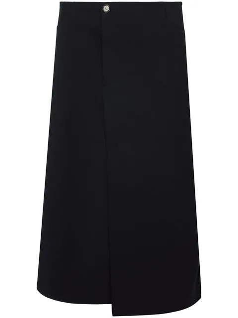 Wool Twill Suiting Wrap Skirt