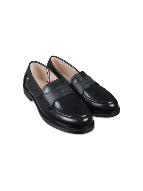 logo-debossed leather loafers