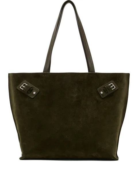 buckle-detail suede tote bag