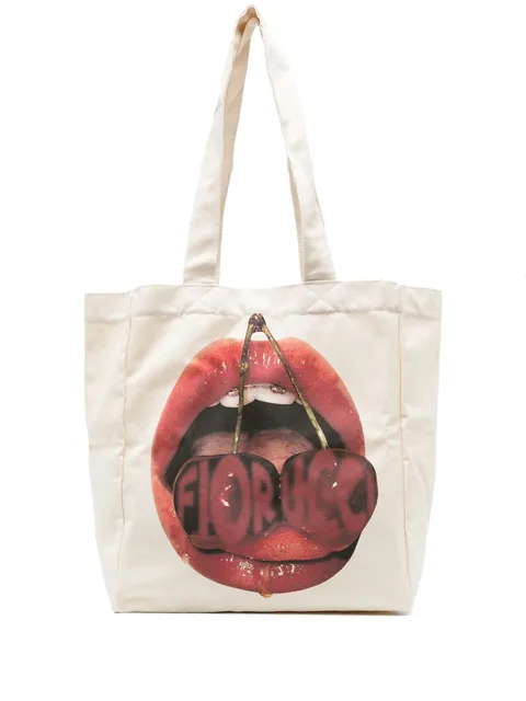graphic-printed tote bag