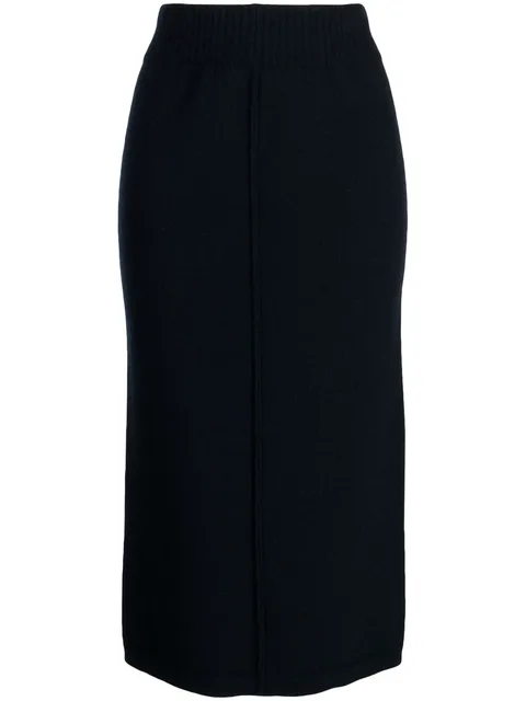 elasticated-waist wool-cashmere blend skirt