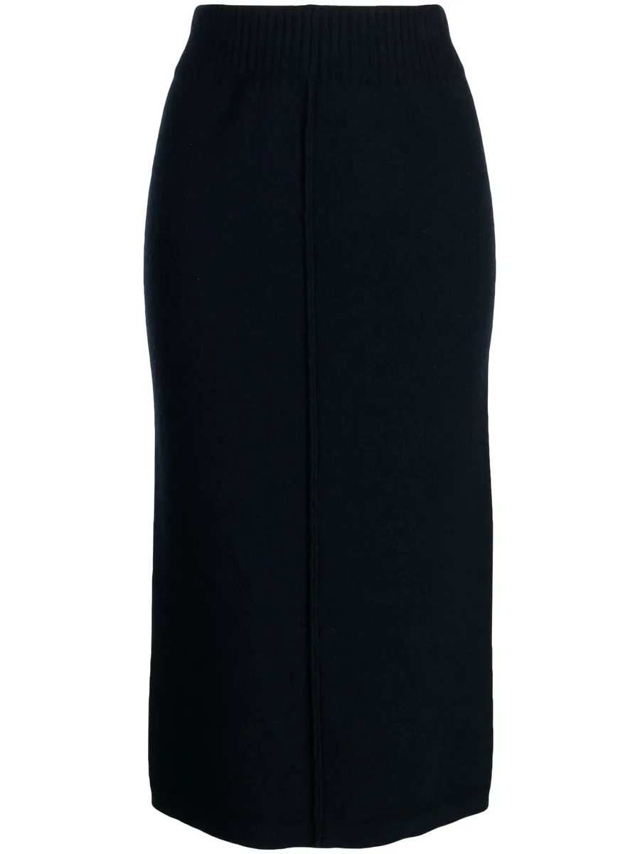 elasticated-waist wool-cashmere blend skirt 2