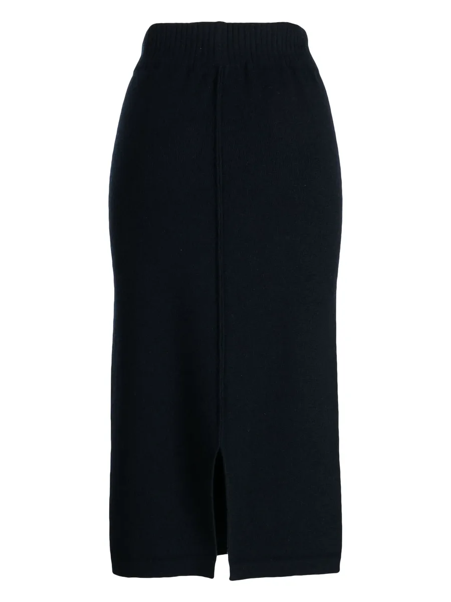 elasticated-waist wool-cashmere blend skirt 4