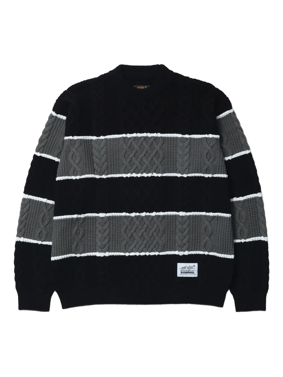 striped cable-knit sweater 2