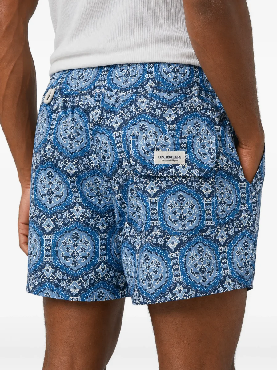 Captain patterned drawstring swim shorts 5