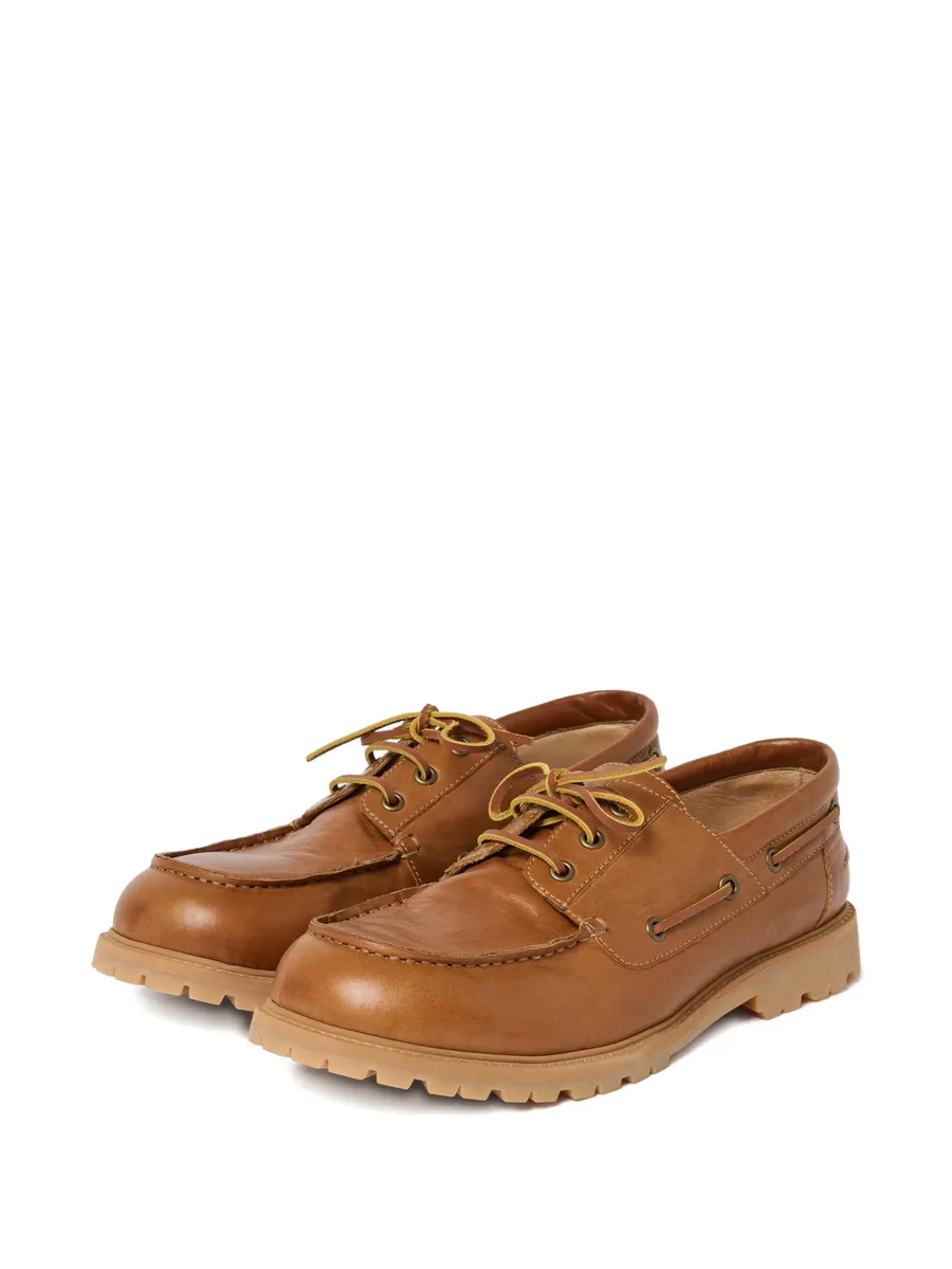 Guston raw-cut leather boat shoes 10