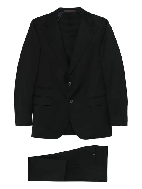 peak-lapel single-breasted suit