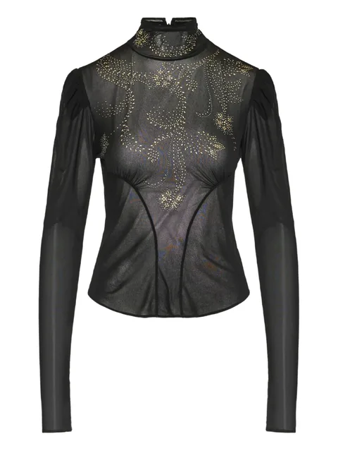 beaded long-sleeved top