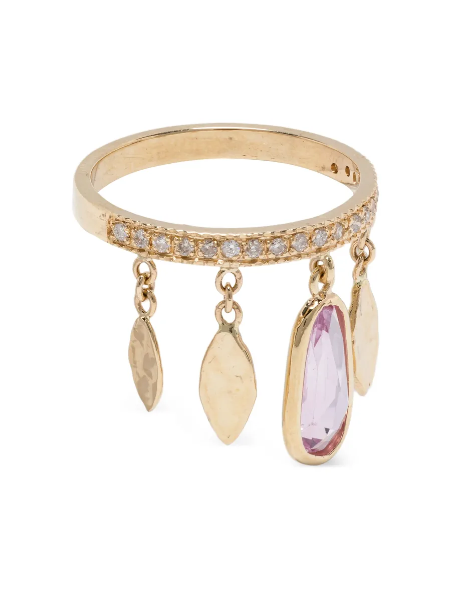 кольцо из желтого золота с розовыми сапфирами 2