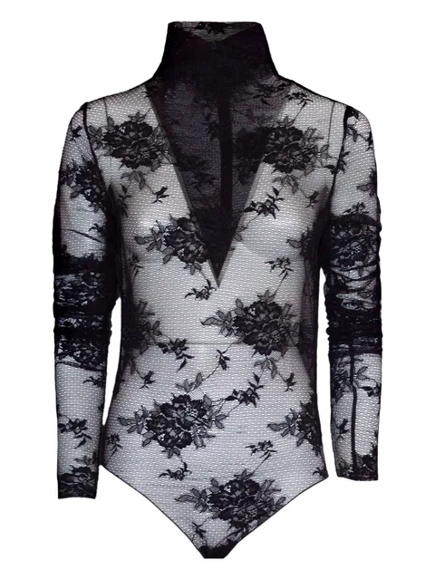 floral-embroidered bodysuit