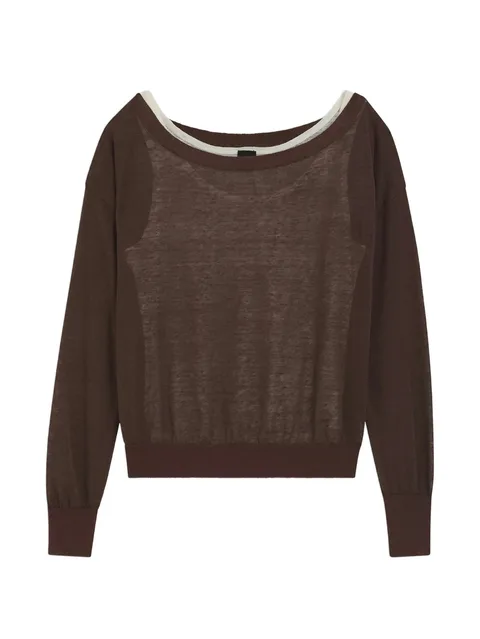 linen-cotton sweater with underlayer