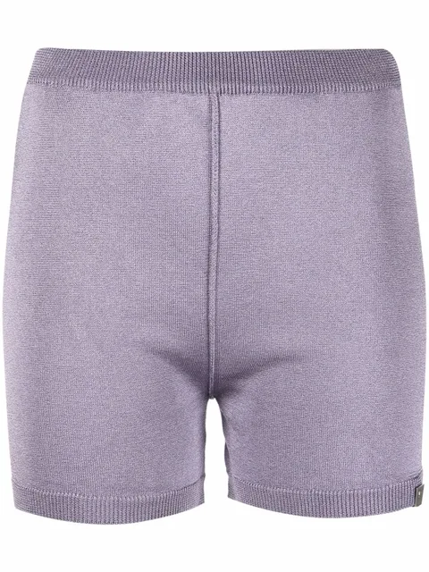 metallic-thread knitted shorts
