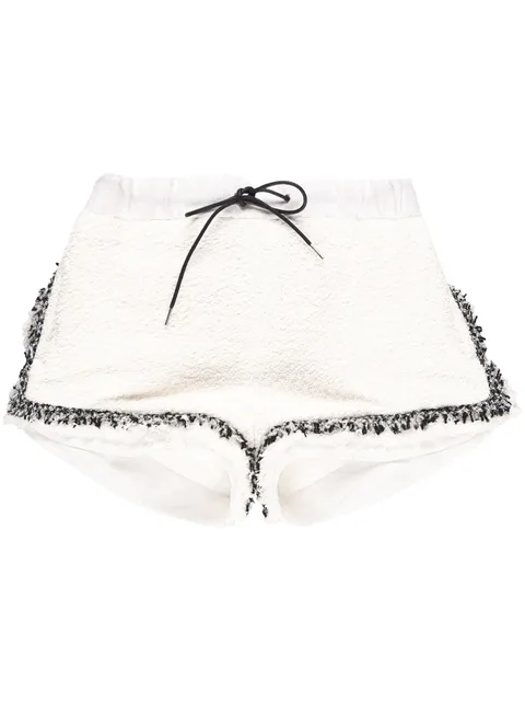 high-waisted tweed shorts