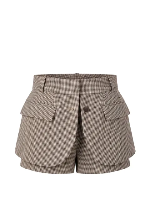 jacket-hem checked mini shorts