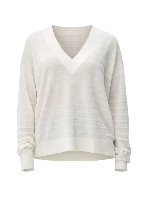V-neck textured sweater