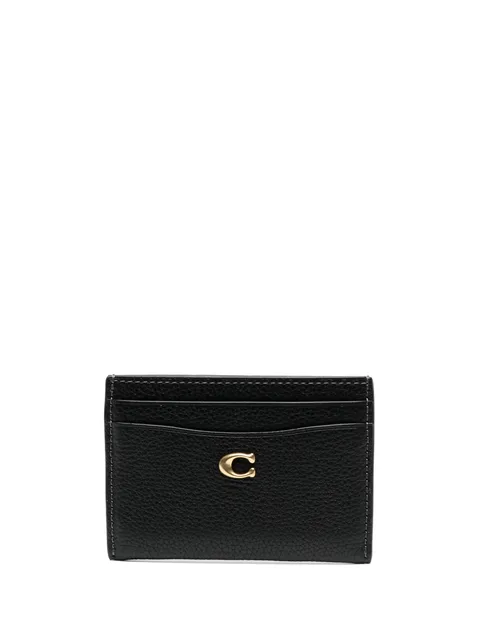 logo-plaque leather cardholder