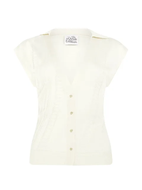 Guayabera pointelle-knit shirt