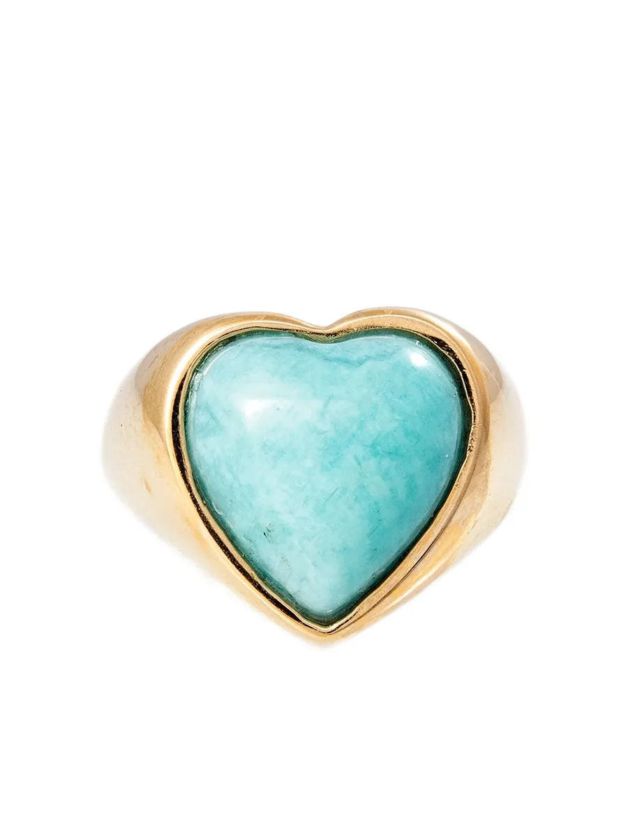 14K yellow gold heart-shaped amazonite ring 2