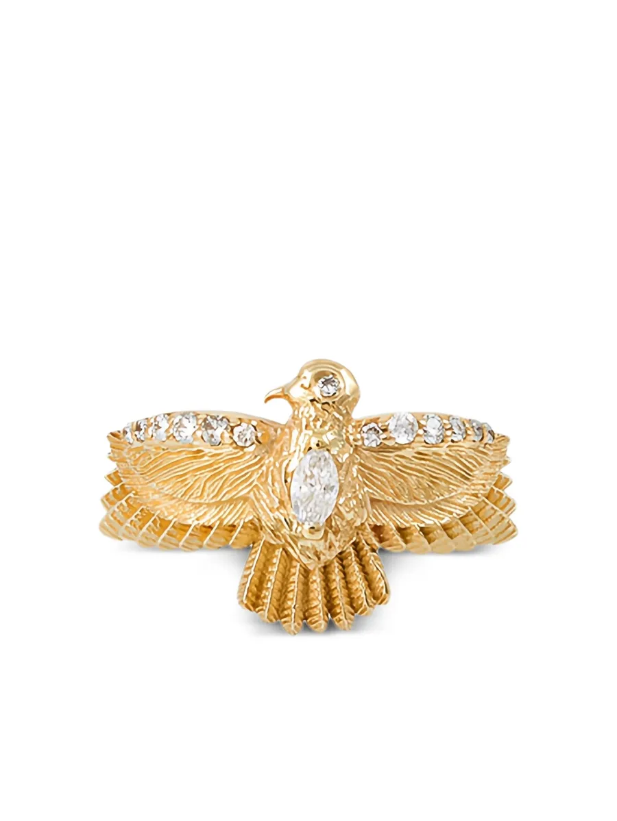 14CT yellow gold small Thunderbird diamond ring 2