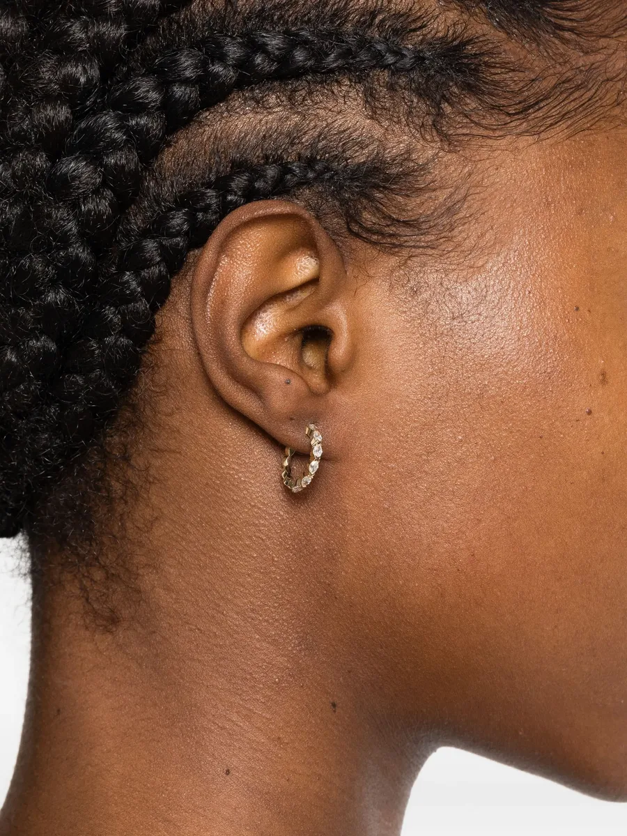 14CT yellow gold diamond mini hoop earrings 4