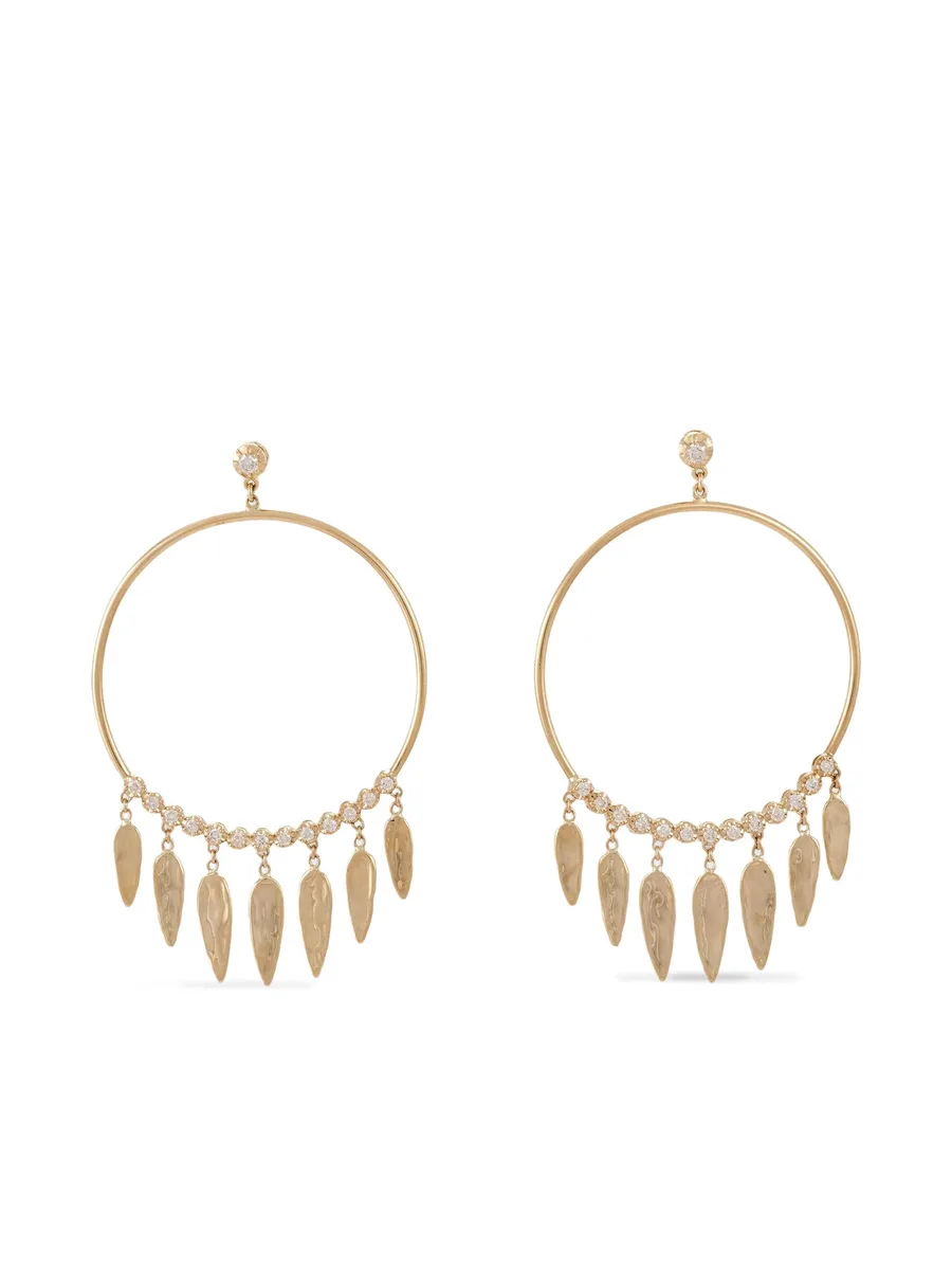 14CT yellow gold hoop diamond earrings 2