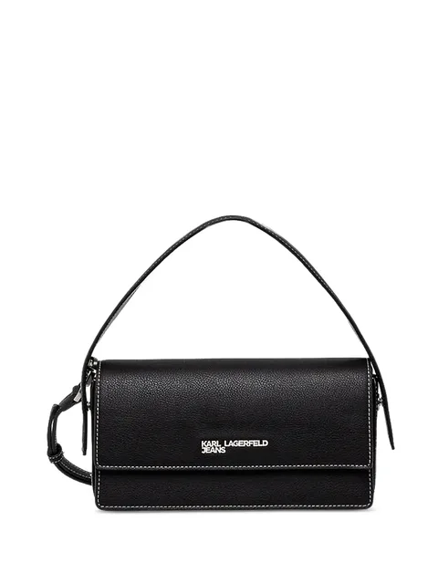 logo-plaque contrast-stitch shoulder bag